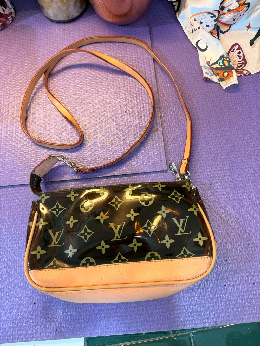 Louis Vuitton Transparent Brown Monogram Crossbody with Leather Trim
